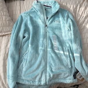 The North Face Women's Mint Green Plush Full-Zip Teddy Jacket